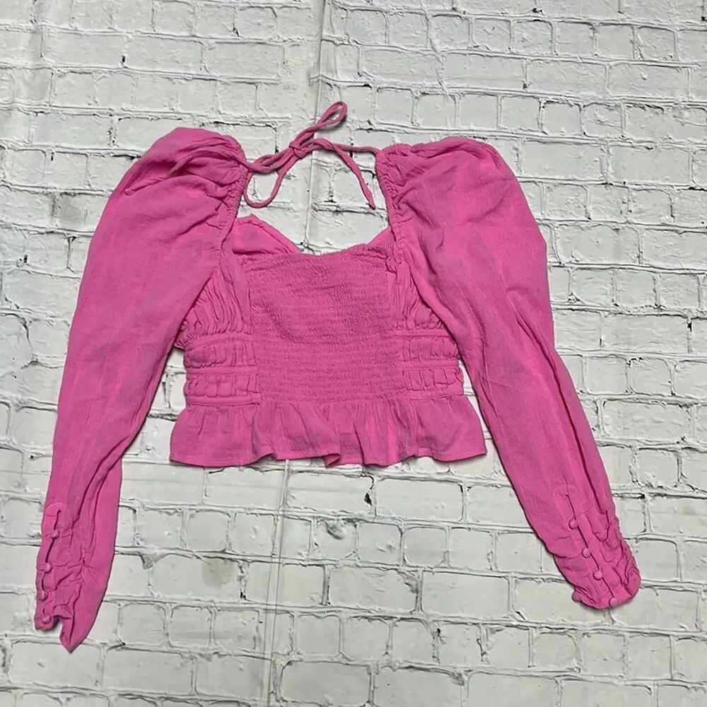 Free People Chloe Smocked Top Blouse S